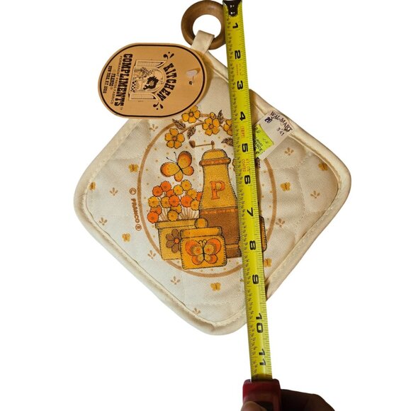 Vintage Butterfly Kitchen Pot Holder Wooden Ring NOS New Old Stock Retro - Picture 3 of 12